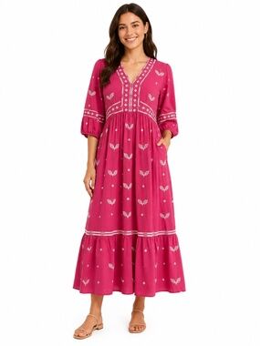 Ba&sh - Java Embroidered‎ Boho Midi Dress